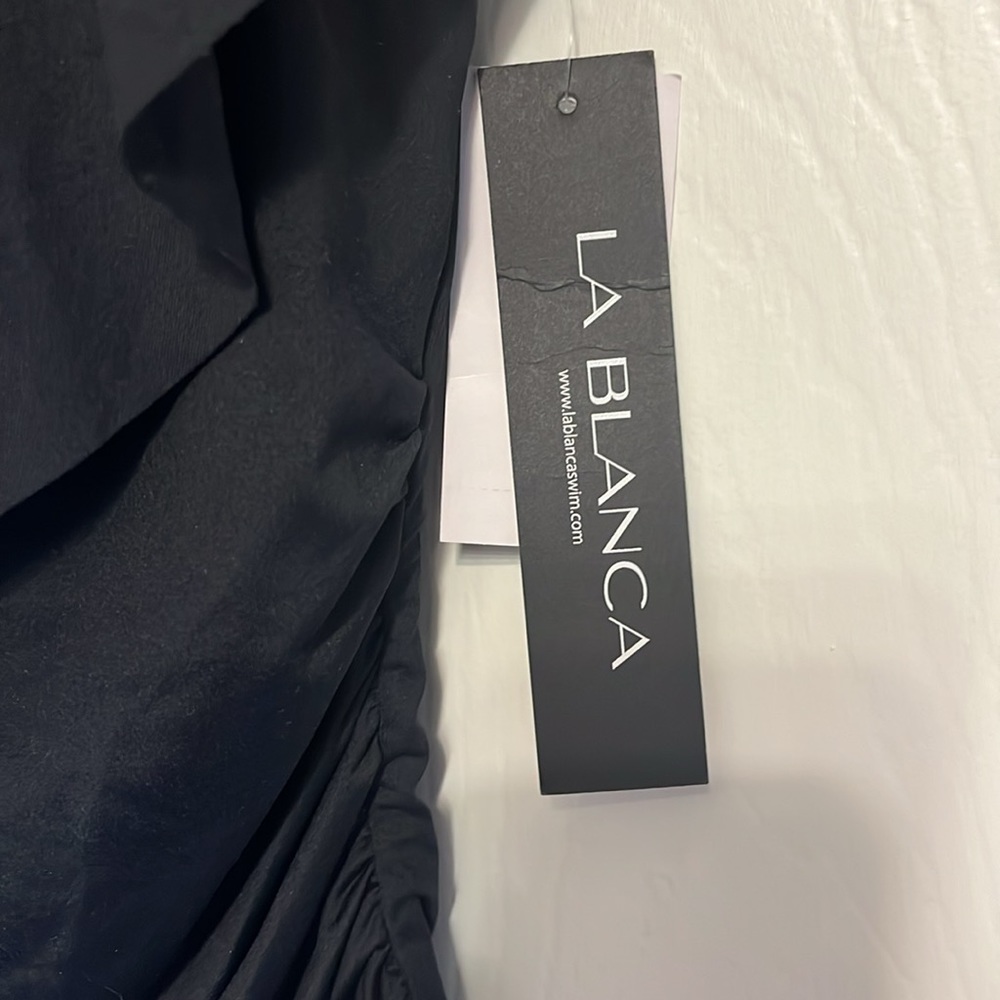 La Blanca Black Island Goddess Off The Shoulder Ruffle One Piece Swimsuit 14 NWT - Picture 7 of 13